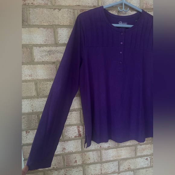 Easy Essentials Purple button-down shirt, long sleeves, casual, size L G - Picture 3 of 7